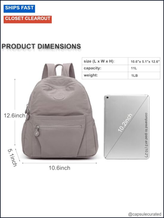 Water-Resistant Nylon Mini Backpack Purse for Women Anti-Theft Travel Daypack